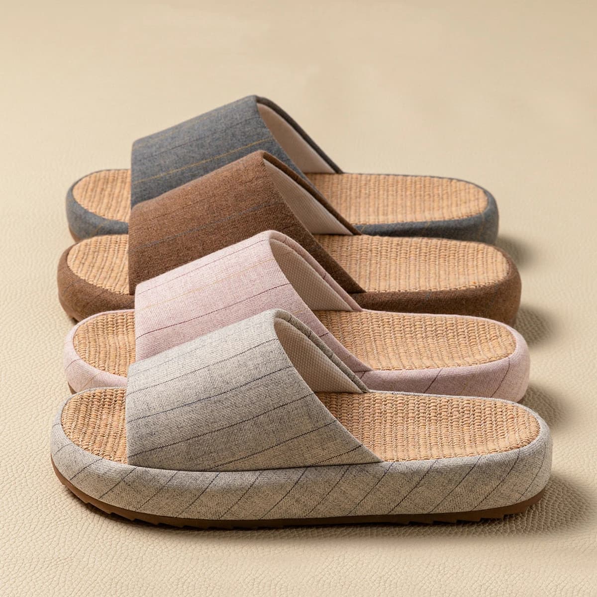 Verão feminino casa chinelos de linho verão apartamentos sapatos sandálias respiráveis confortáveis antiderrapantes macios slides chinelos internos masculinos