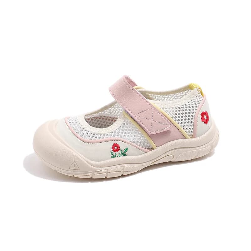 Tênis infantil de malha, sandália antiderrapante, tênis esportivo para meninos e meninas, sandália respirável para praia, sola macia, tênis esportivo casual.
