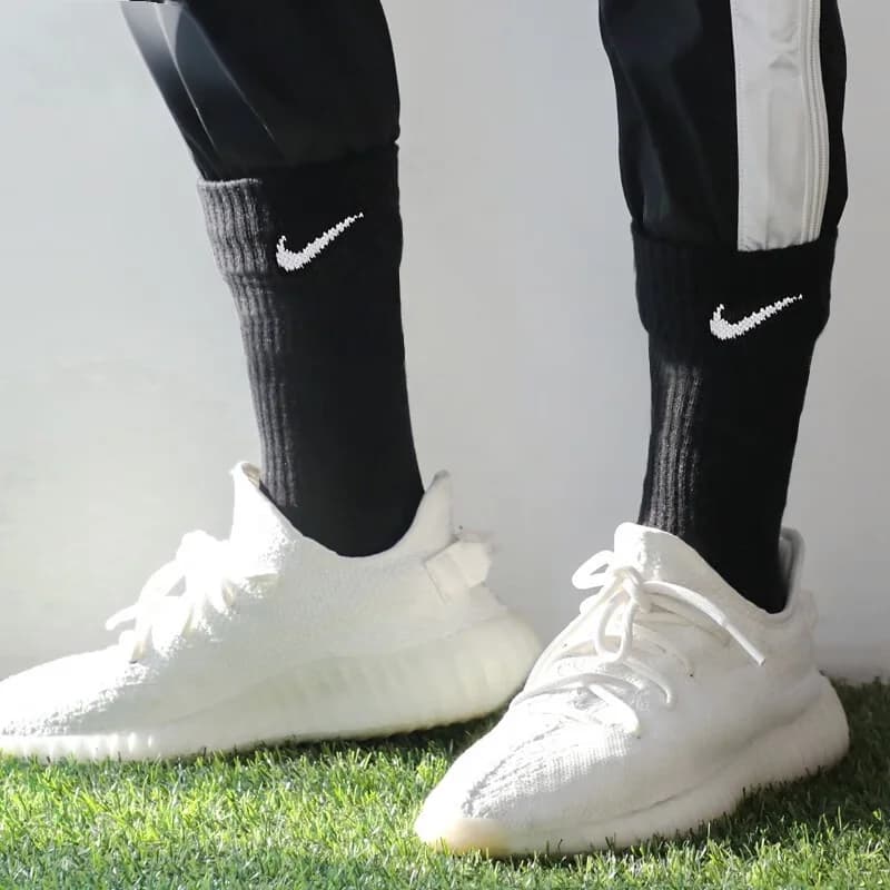 Nike Logo Athletic Meias de cano alto Treinamento Fitness Meias longas Pacote combinado masculino (conjunto de 3 pares) Preto SX7676-010