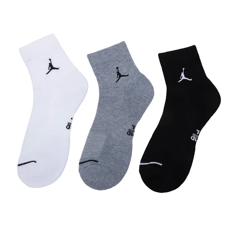 Meias Nike Air Jordan, três pares, meias casuais unissex, simples, confortáveis, meias esportivas respiráveis, meias de cano médio para treinamento de basquete Dx9655-911