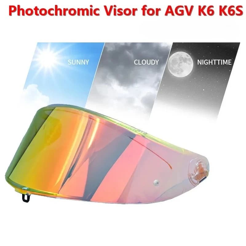 Lentes de Viseira Fotocromáticas para Capacete Integral AGV K6 K6S, Peça de Capacete de Corrida, Viseira de Moto