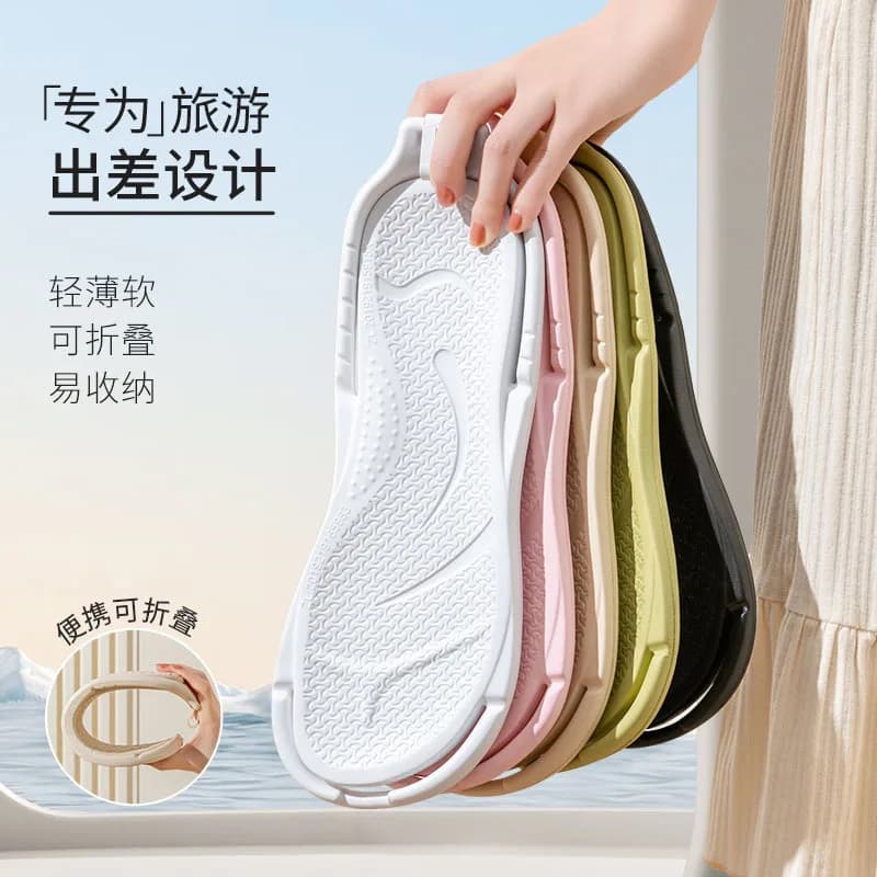 Chinelo de viagem dobrável rosa para casais, antiderrapante, para hotel e banheiro