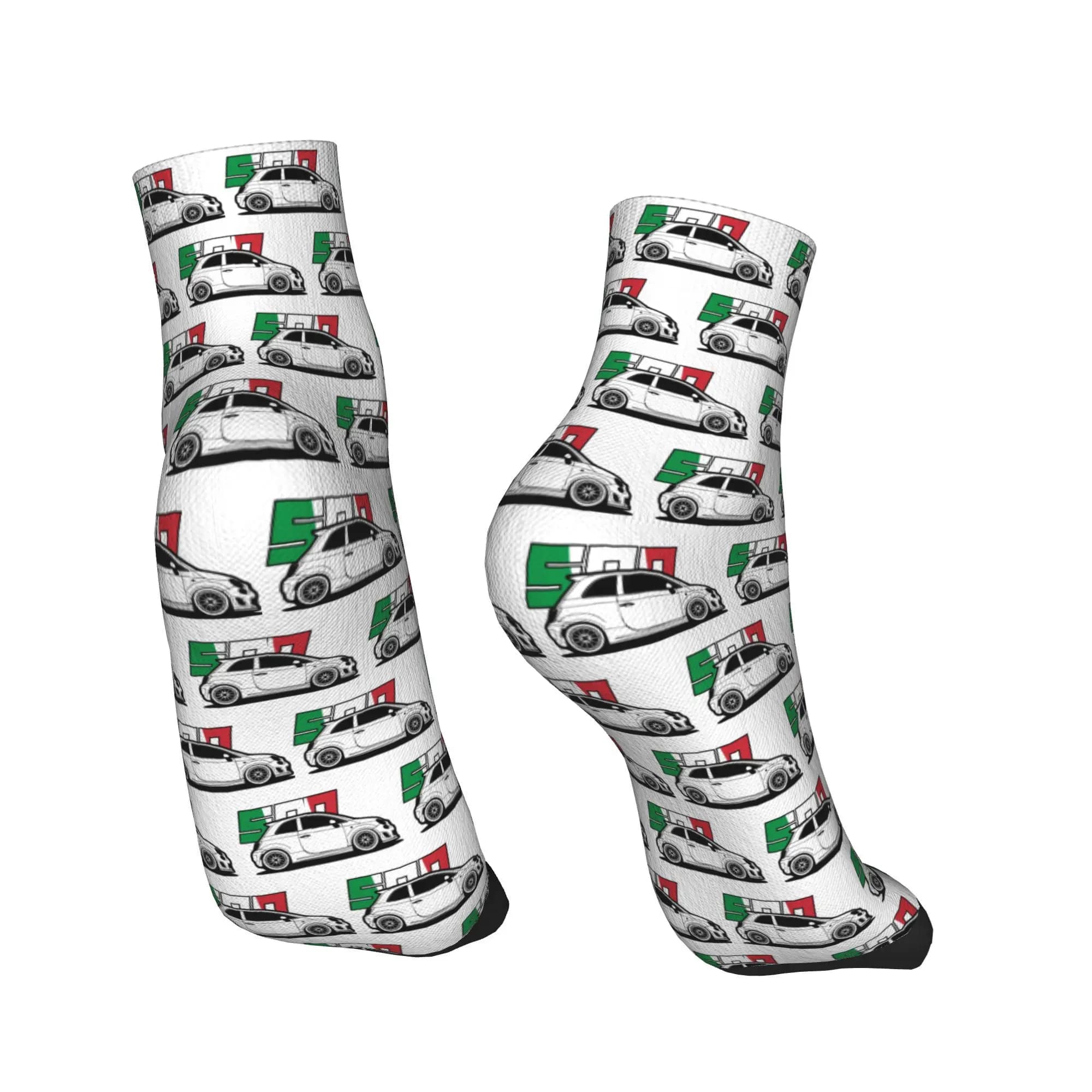 Todas as estações fiat 500 abarth meias harajuku absorvente de suor esporte meio tubo meias macias casuais para presentes das mulheres dos homens