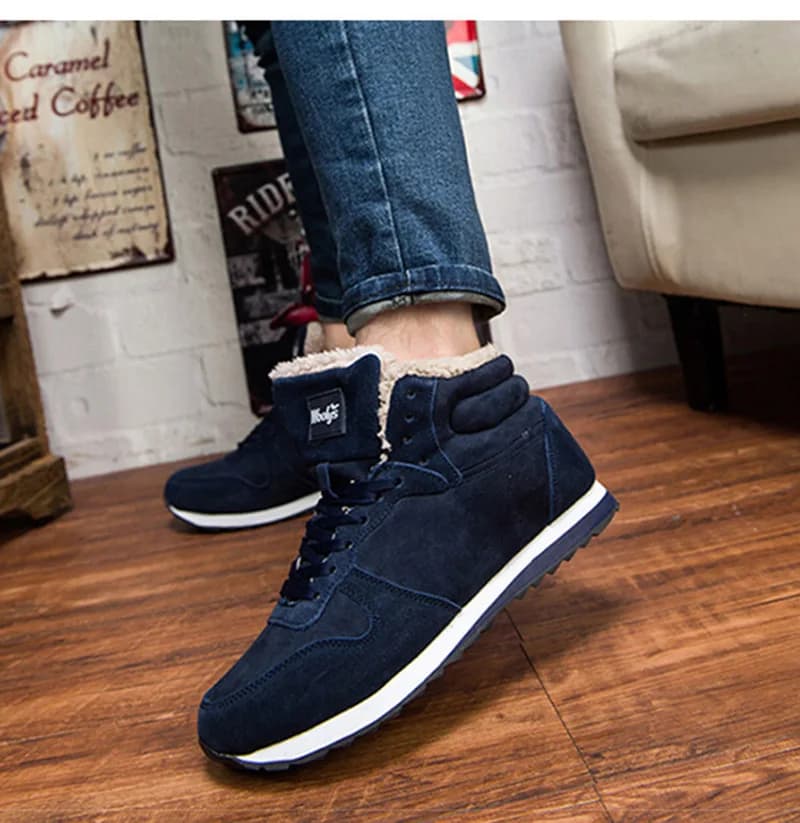 Botas masculinas sapatos de inverno calçados masculinos botas de neve de pele quente tornozelo botas hombre botas de inverno para homens de pelúcia tênis de inverno plus size