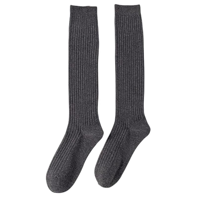 Novas meias femininas tendências da primavera casual estilo preppy joelho meias altas femininas de alta qualidade cor sólida meias longas confortáveis