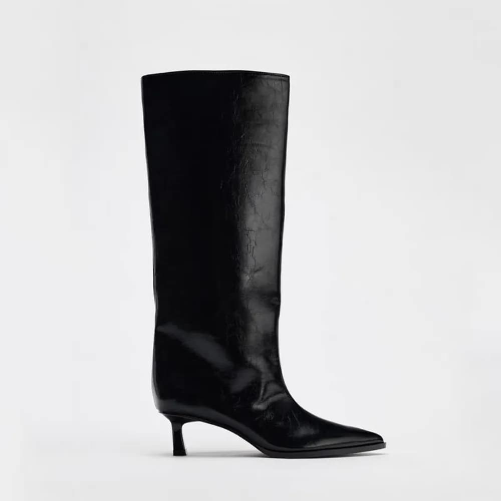2026 bota larga tubo apontado dedo do pé salto alto calças de tubo botas longas faion cavaleiro botas femininas novo outono inverno oes