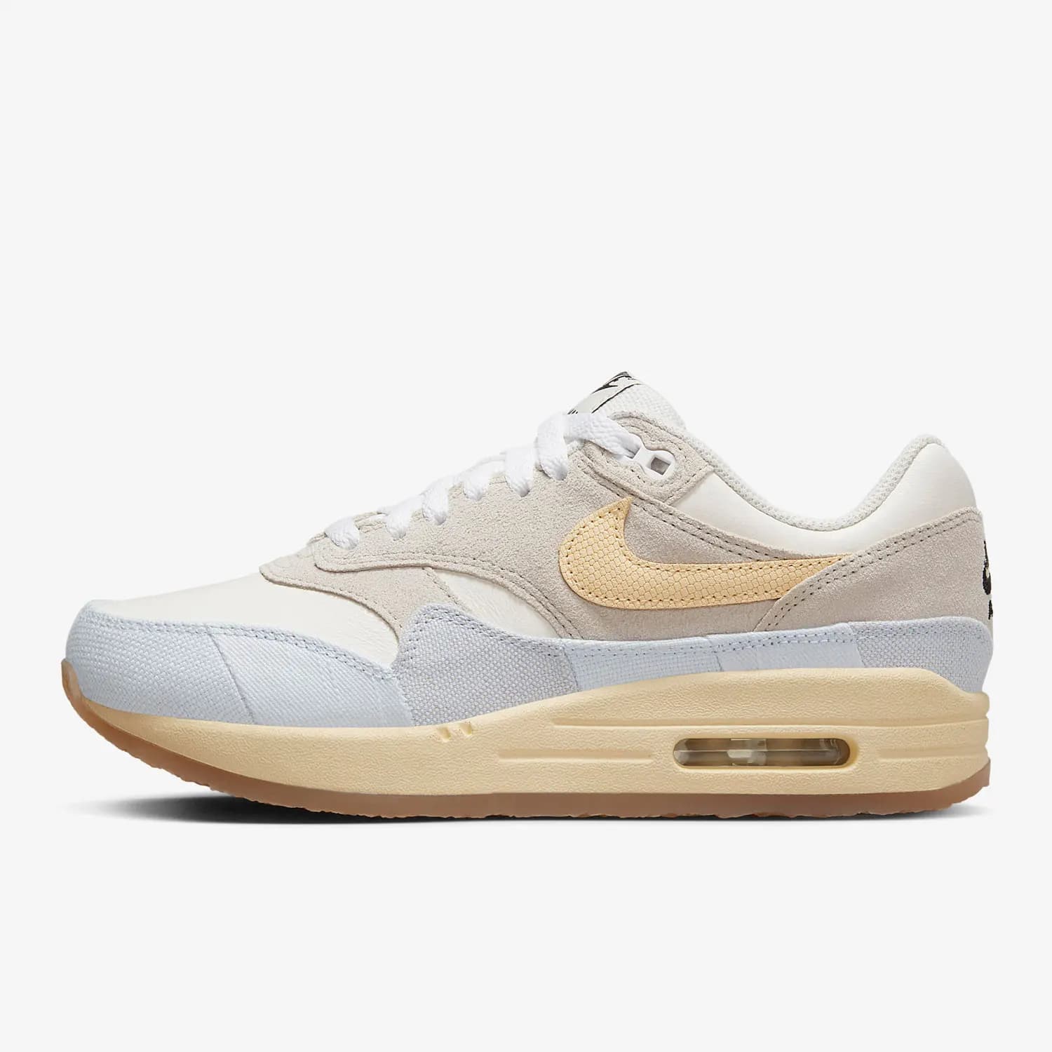 Tênis Nike Air Max 1 feminino off-white cinza e amarelo
