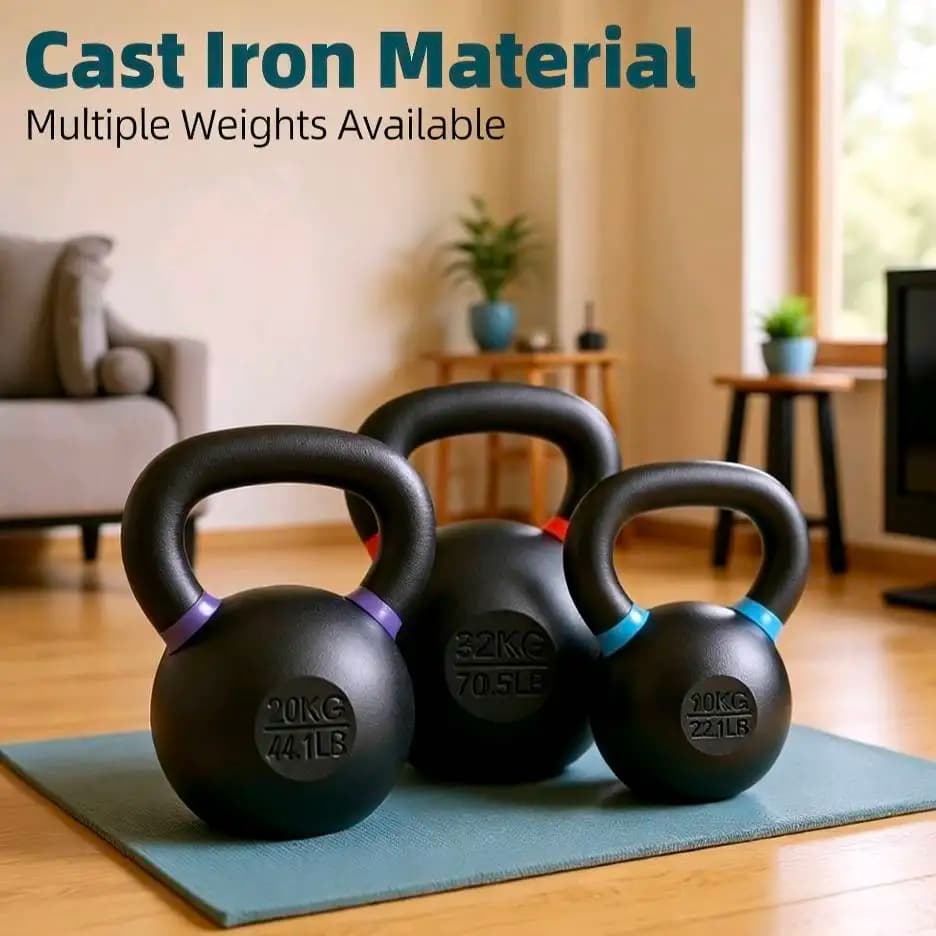 Conjunto de Kettlebells de Ferro Fundido Ecológico de 10kg e 12kg, Equipamento de Academia Sólido e Resistente, Unissex, para Treinamento de Agachamento e Glúteos em Casa