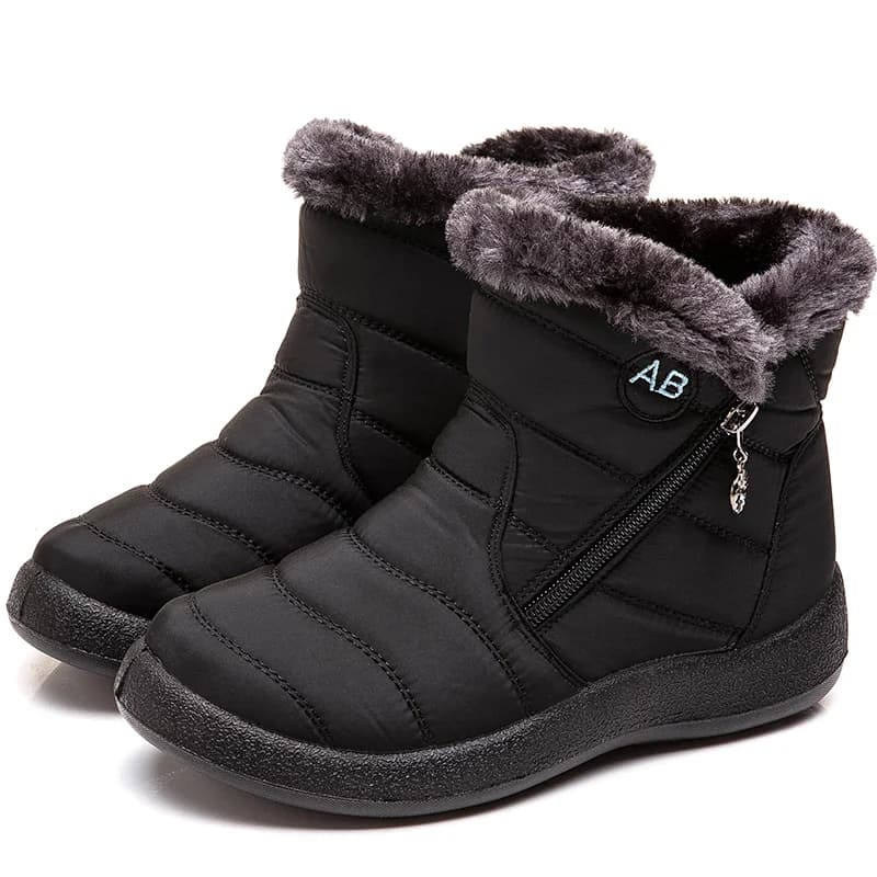 Botas femininas botas de tornozelo com pele sapatos de inverno mulheres saltos baixos botas de inverno neve à prova dwaterproof água botas mujer calçados de inverno