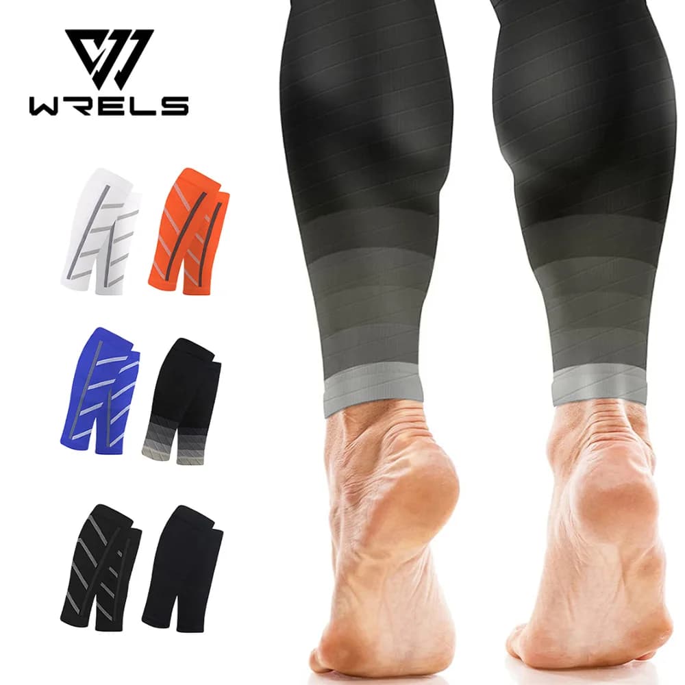 Meias esportivas de compressão, suporte para panturrilha, auxiliam para corrida noturna, leggings de nylon, meias finas para homens, corrida ao ar livre, meias de pressão longas