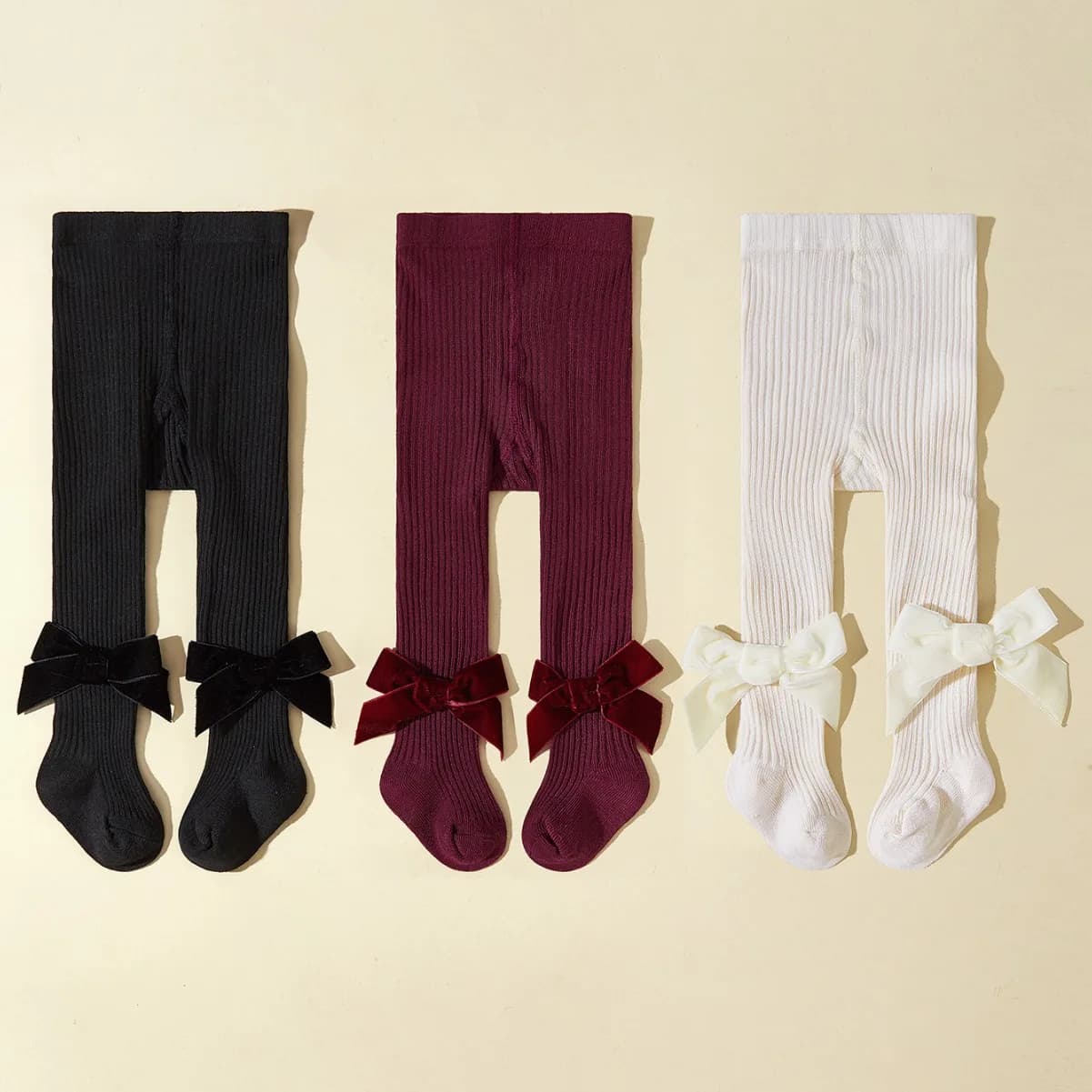 Meia-calça recém-nascida elástica, meias monocromáticas, meias slim fit, calças justas para bebês, casual, diária, 3 peças por conjunto