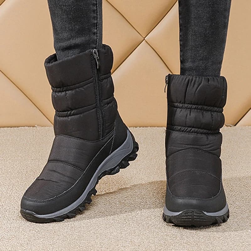 Botas mulher neve novos sapatos plataforma mulher sapatos moda à prova dwaterproof água meados de botas altas plataforma botas mujer inverno meninas botas