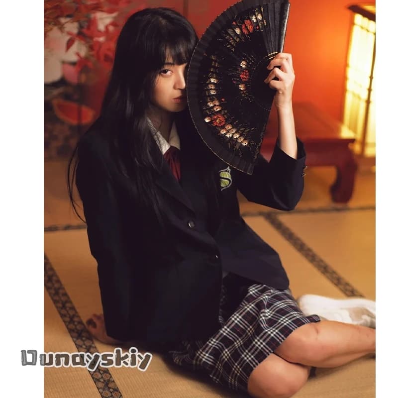 aBDSS*@Bill Gogo Yubari Traje de Cosplay de Uniforme Escolar Anime Gótico Lolita Gótico Gato Hollow Bat Out Halter Neck Dark Novo