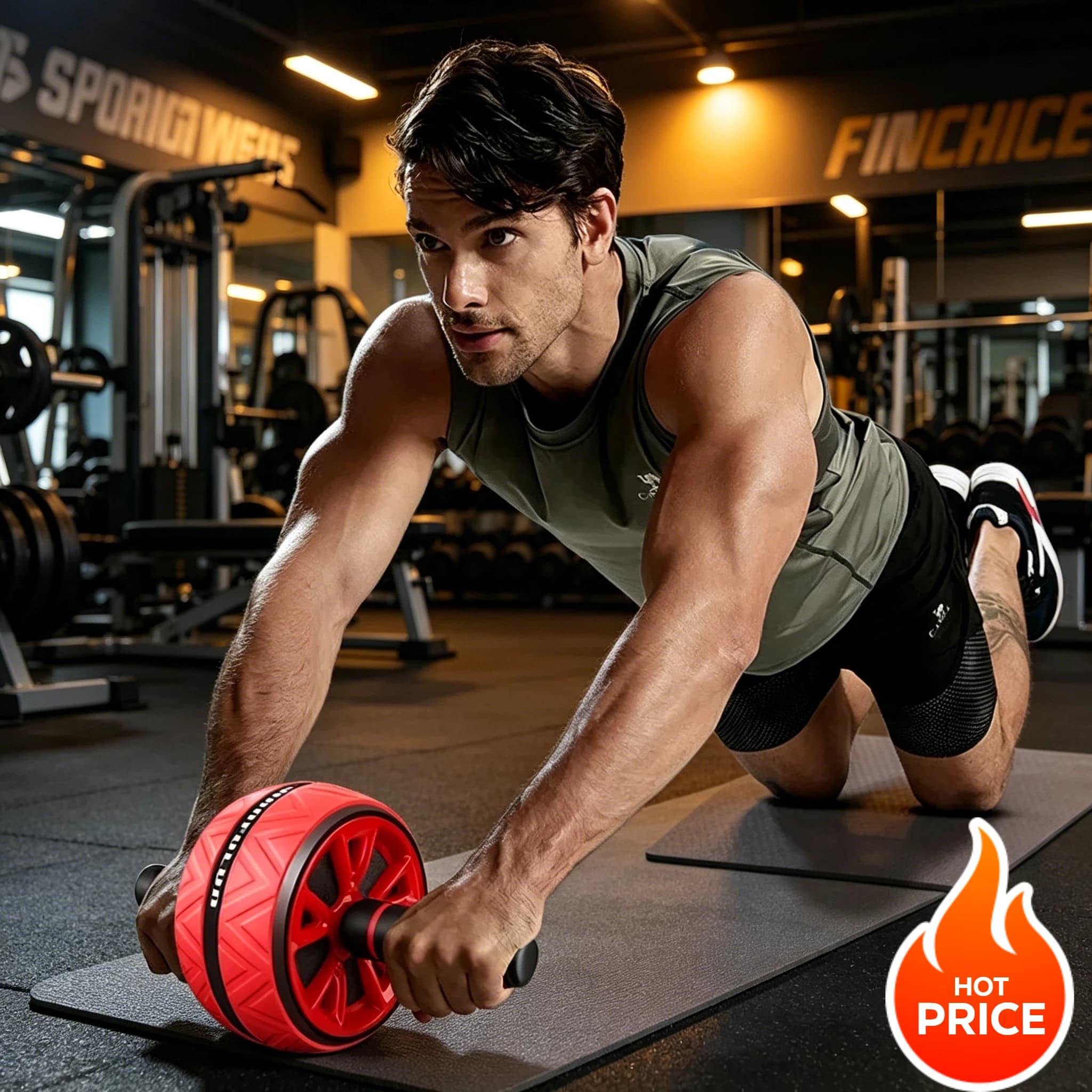 Roda Abdominal Portátil para Treino de Core, Equipamento de Ginástica Doméstica para Treinamento de Força e Musculação