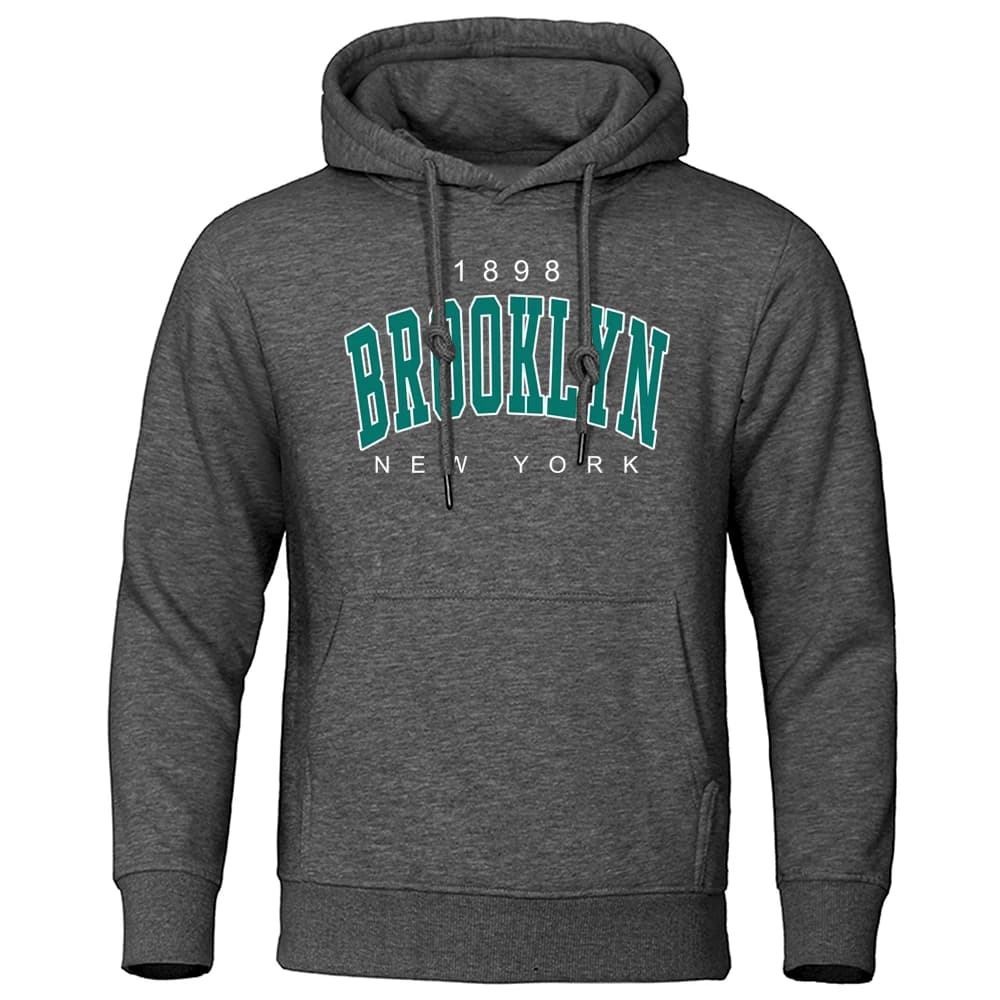 1898 Brooklyn New York Impresso Mens Hoodie Criatividade Crewneck Roupas Moda Oversized Moletom Fashio Crewneck Hoodie Masculino