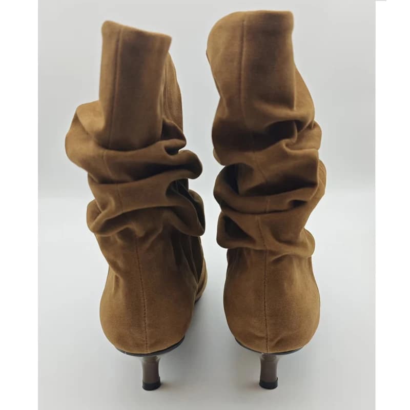 Eilyken inverno apontou toe tornozelo botas femininas plissadas botas curtas feminino retro elegante designer femmes botas de mujer
