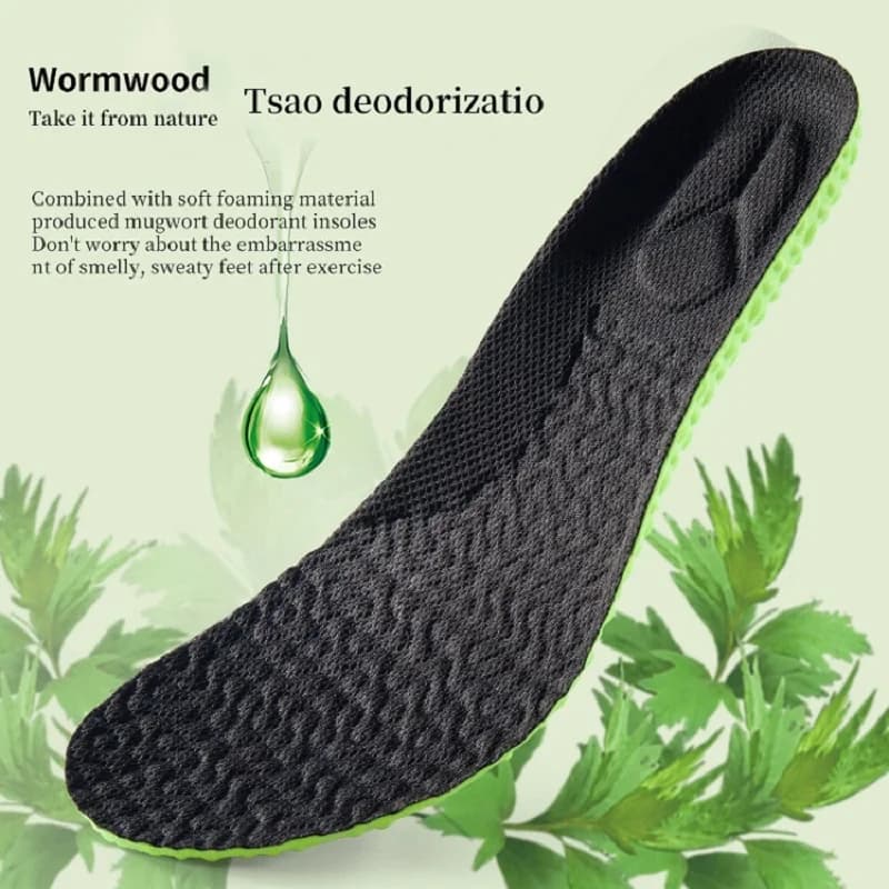Palmilha de Absorção de Choque Esportivo para Homens e Mulheres Espuma de Memória PU Verde Suporte de Arco Respirável, Sapatos Ortopédicos, Cuidados com os Pés
