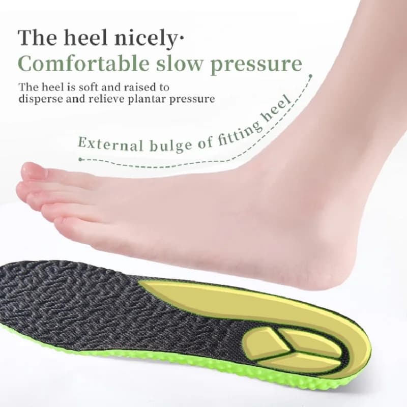 Palmilha de Absorção de Choque Esportivo para Homens e Mulheres Espuma de Memória PU Verde Suporte de Arco Respirável, Sapatos Ortopédicos, Cuidados com os Pés