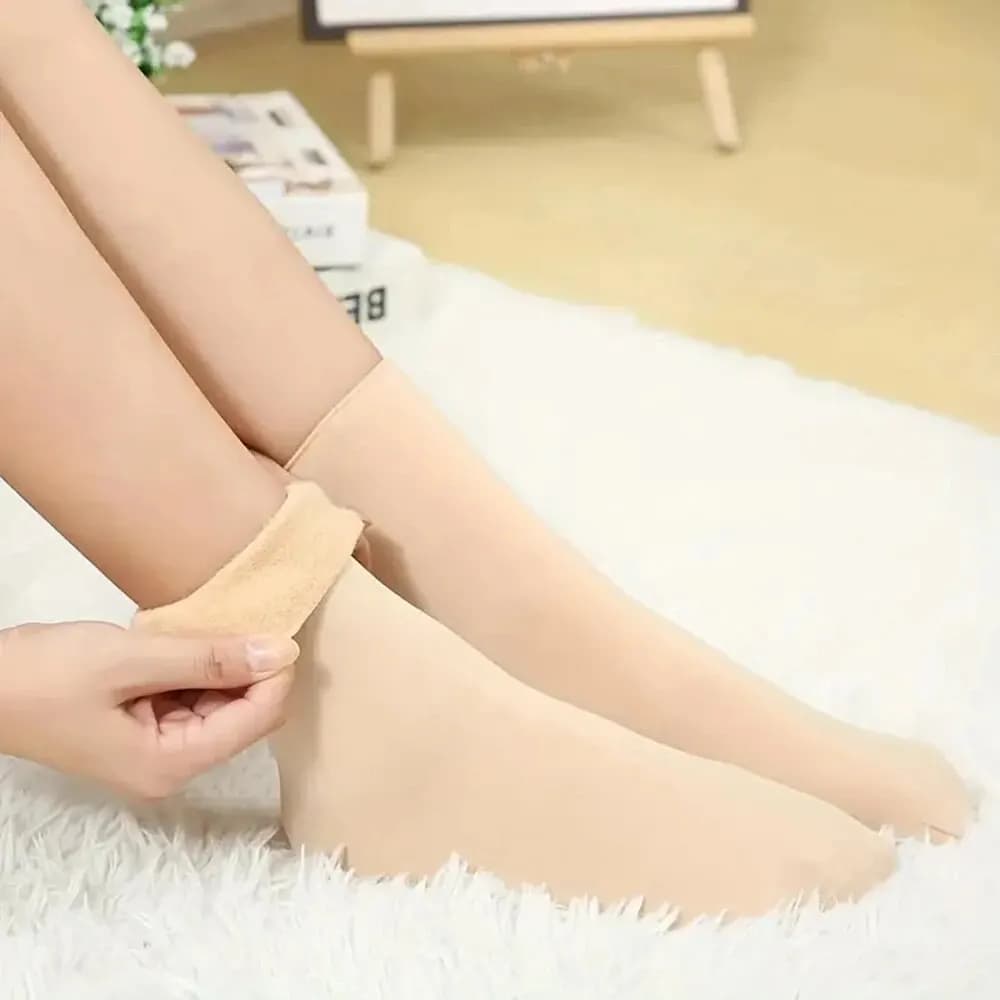 Feminino Inverno Velo Grosso Quente Meias Macio Confortável Cor Sólida Home Floor Meia Grossa Botas Meias De Dormir
