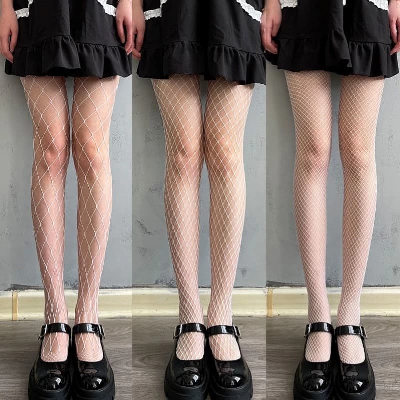 Venda quente verão lolita fishnet corpo meias de peixe net meia-calça malha náilon collants lingerie pele jk fishnet cintura meias