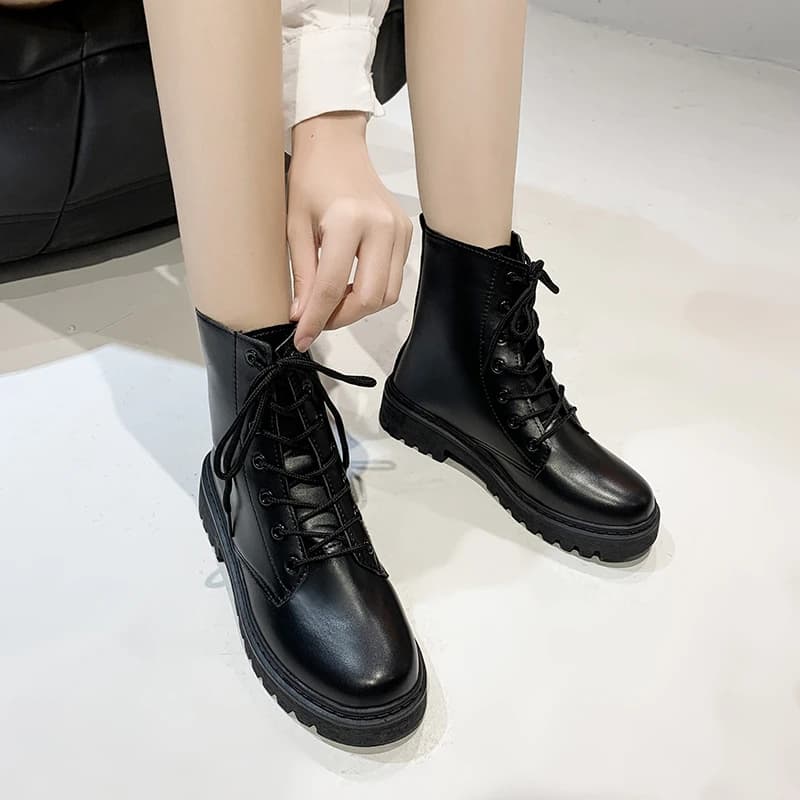 Novo estilo dedo do pé redondo salto quadrado alça cruzada sapatos femininos da moda casual e confortável mais botas curtas quentes de veludo