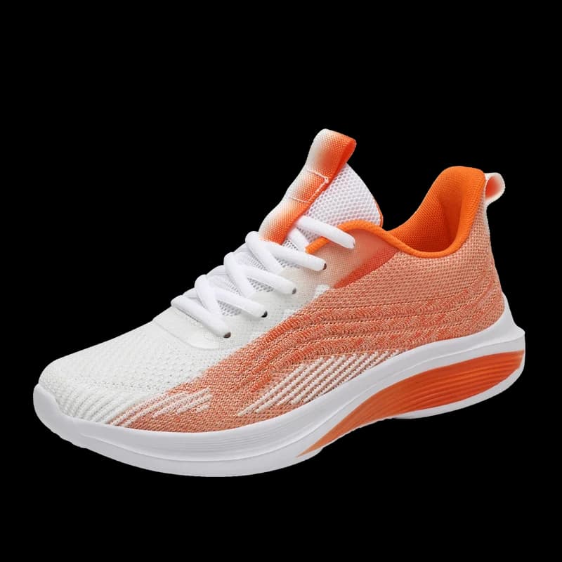 Tênis casual branco e laranja para homem e mulher, respirável, antiderrapante