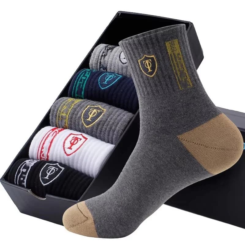 5 pares de meias esportivas de algodão respirável homens fibra de bambu outono e inverno meias absorção de suor desodorante negócios sox