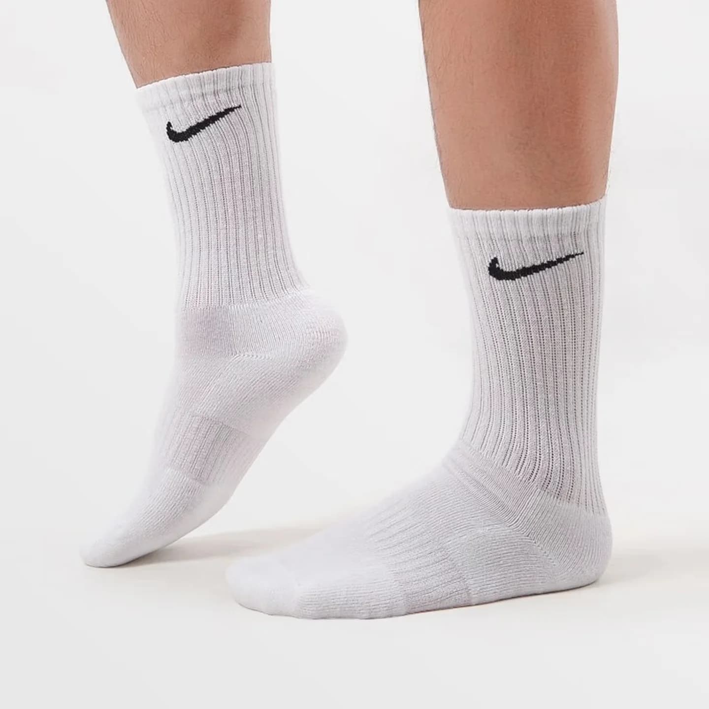 Nike Everyday Cushion Crew Logo Running Crew Meias Unissex Combo Pack Branco SX7664-100