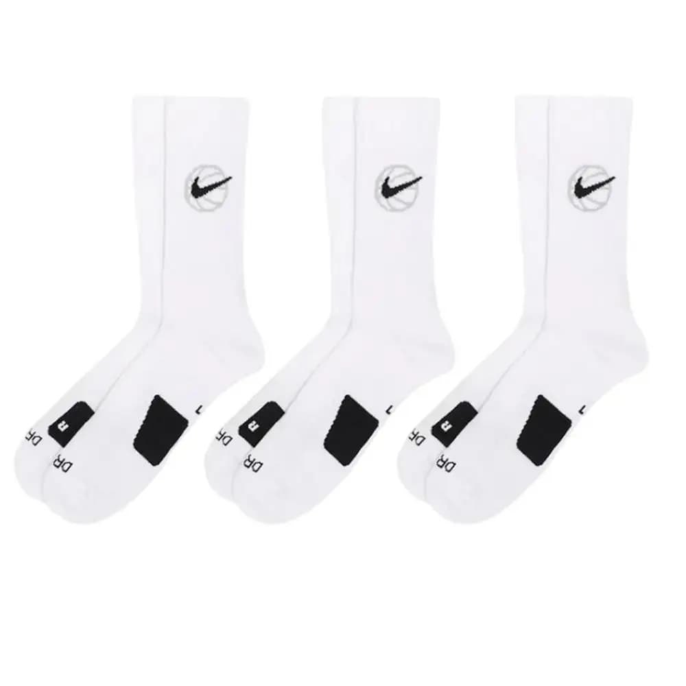 Nike EVERYDAY CREW: Meias de basquete macias, elegantes, confortáveis, antiderrapantes e duráveis, unissex (pacote com 3) DA2123-100
