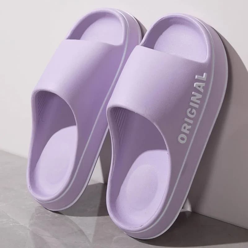 Homens sola grossa interior banheiro anti deslizamento sapatos verão casal sandálias feslishoet feminino carta chinelos praia slides cor sólida
