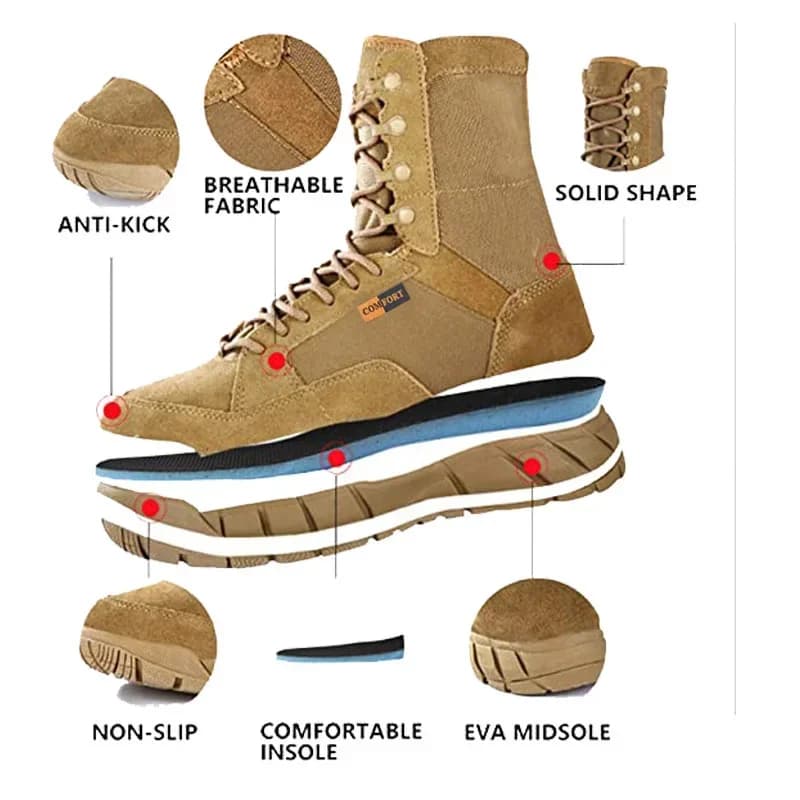 Homens leves sapatos táticos botas de combate treinamento rendas até à prova dwaterproof água ao ar livre botas caminhadas sapato respirável