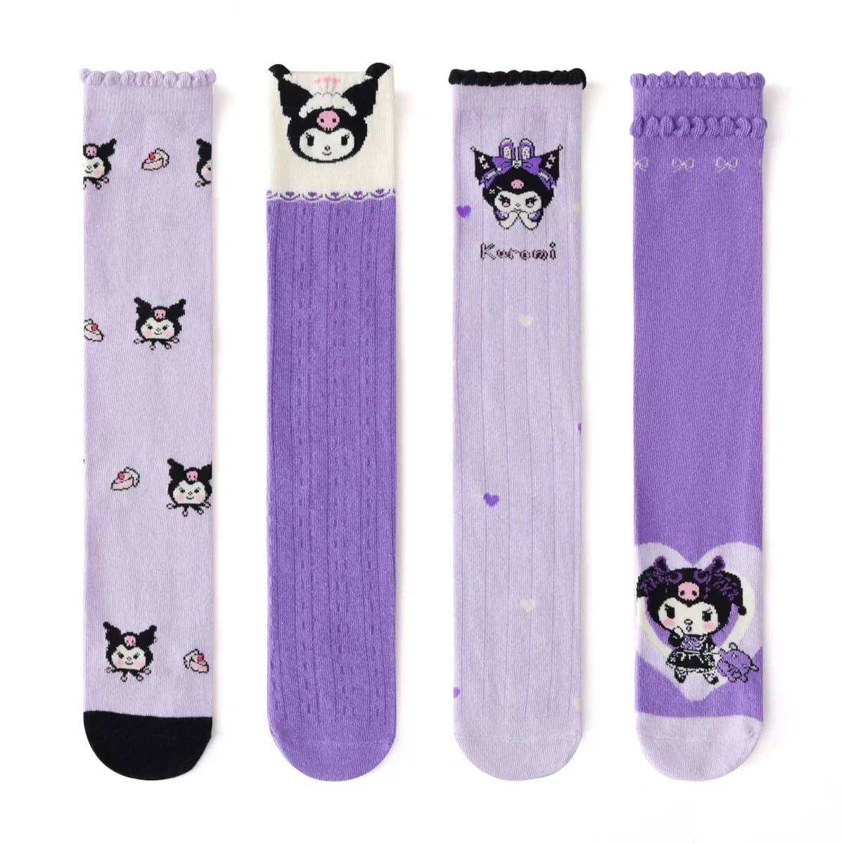 Meninas crianças primavera sobre o joelho meias kawaii kuromi minha melodia cinnamoroll pochacco outono inverno algodão meados de bezerro meias