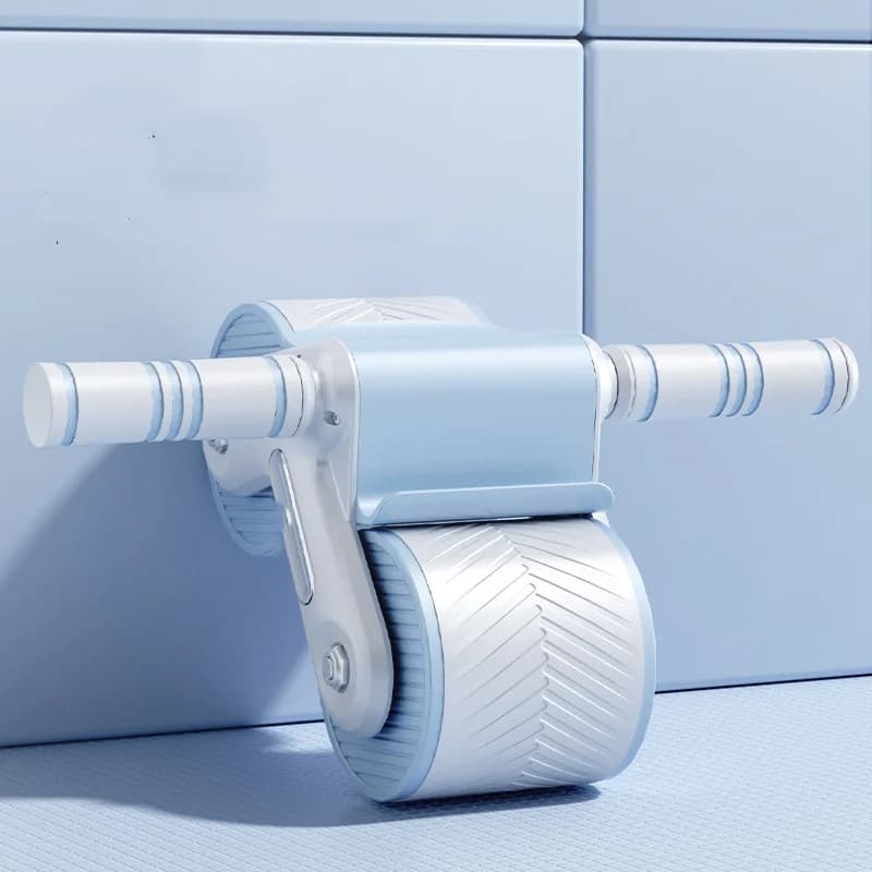 Rolo de roda ab com retorno automático, treinador abdominal de roda dupla com joelheira, equipamento de treino central para academia em casa
