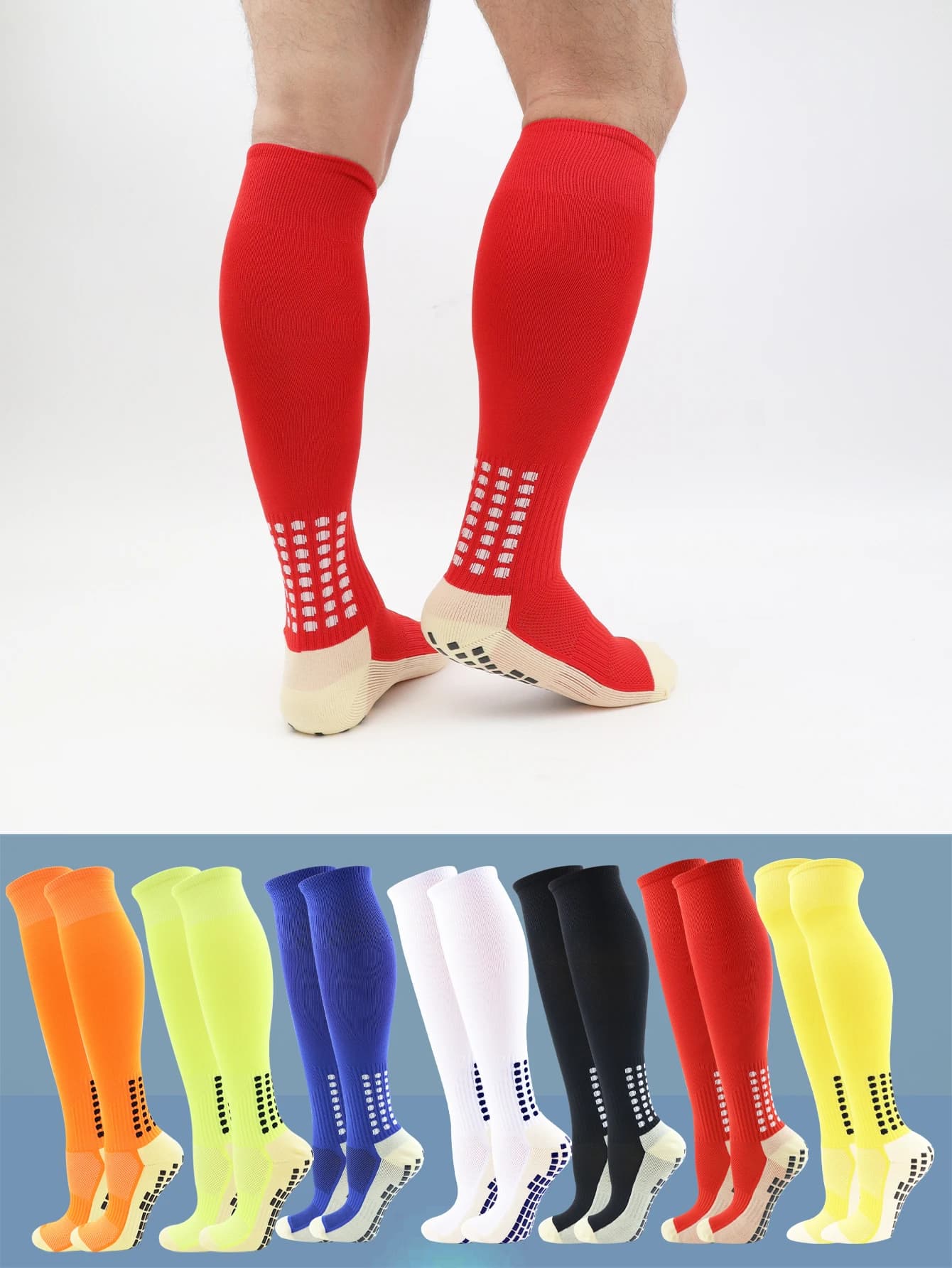 Novas Meias Longas de Futebol com Ventosas de Silicone Antiderrapantes para Esportes Masculinos e Femininos, Meias de Beisebol e Rugby
