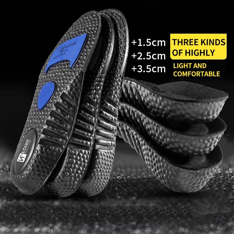 1 par de palmilhas para aumento de altura dos pés pu sapatos de espuma de memória almofada respirável ortopédica calcanhar elevador palmilha para esporte correndo cuidados