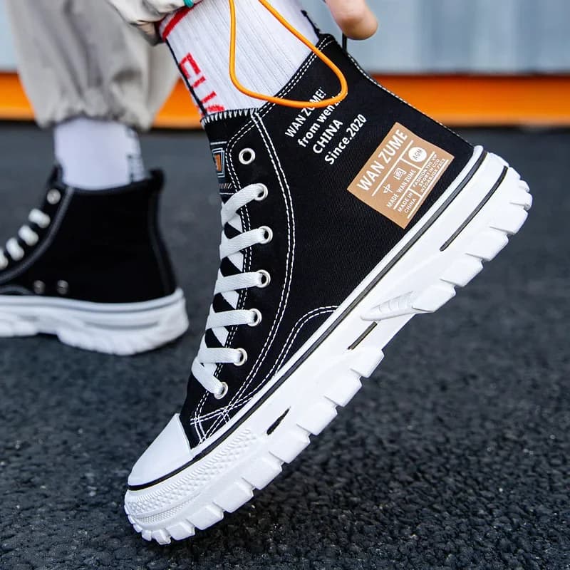 Novos sapatos para homem de alta qualidade tênis lona na moda casual sapatos esportivos moda rendas até sapatos de tabuleiro para homem zapatillas hombre
