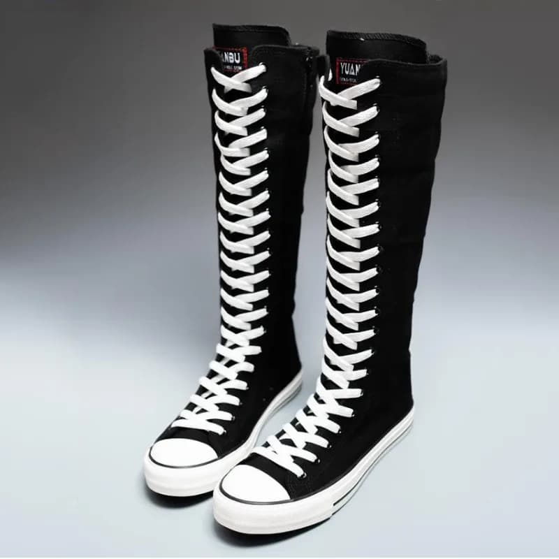 Novas mulheres joelho botas altas moda rendas sapatos de lona requintado auto cultivo sapatos de dança para mulher sapatos de grife botas mujer