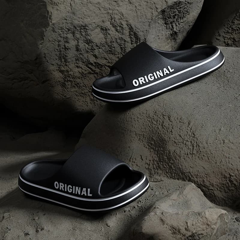 Homens sola grossa interior banheiro anti deslizamento sapatos verão casal sandálias feslishoet feminino carta chinelos praia slides cor sólida