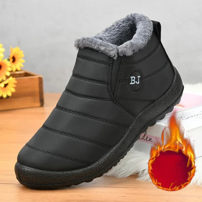 Botas de neve mulher manter sapatos quentes mulher deslizamento em senhoras sapatos botas de tornozelo plana à prova dwaterproof água casal botas macias mujer botas de inverno