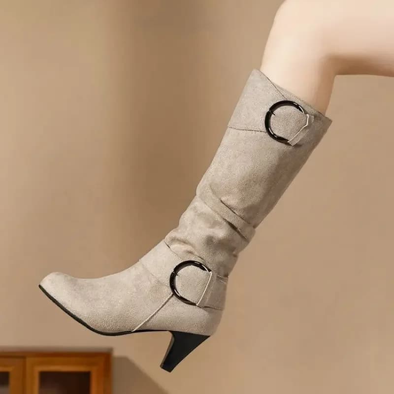 Joelho-alta zíper botas modernas femininas sapatos de alta qualidade novo dedo do pé apontado sólido estilo inglês moda casual plus size 43