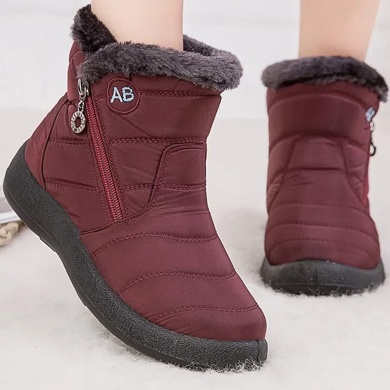 Botas femininas botas de tornozelo com pele sapatos de inverno mulheres saltos baixos botas de inverno neve à prova dwaterproof água botas mujer calçados de inverno