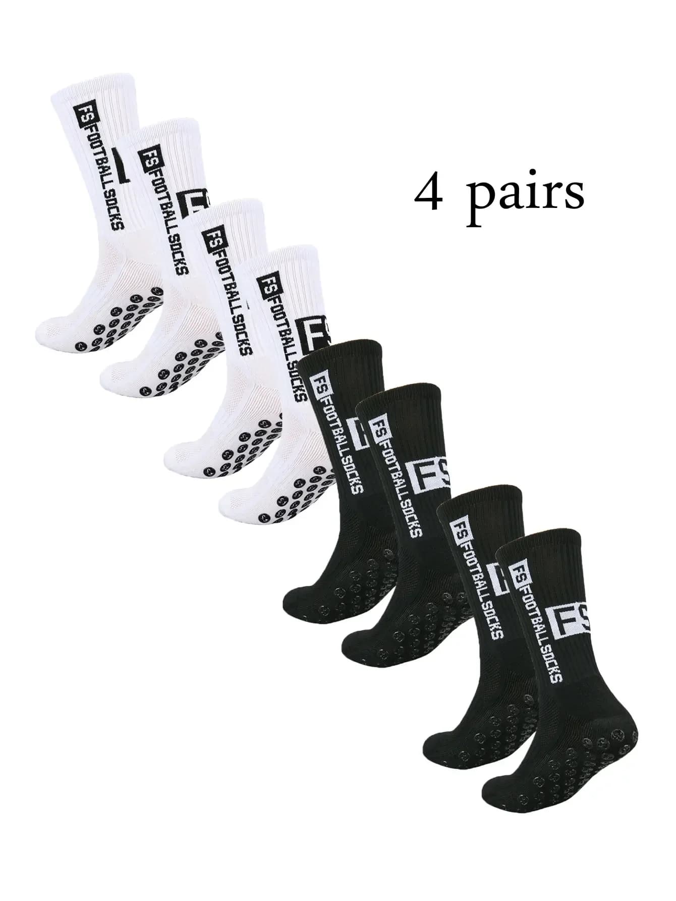 Meias de futebol antiderrapantes, meias atléticas masculinas para futebol, basquete, esportes, 4 pares