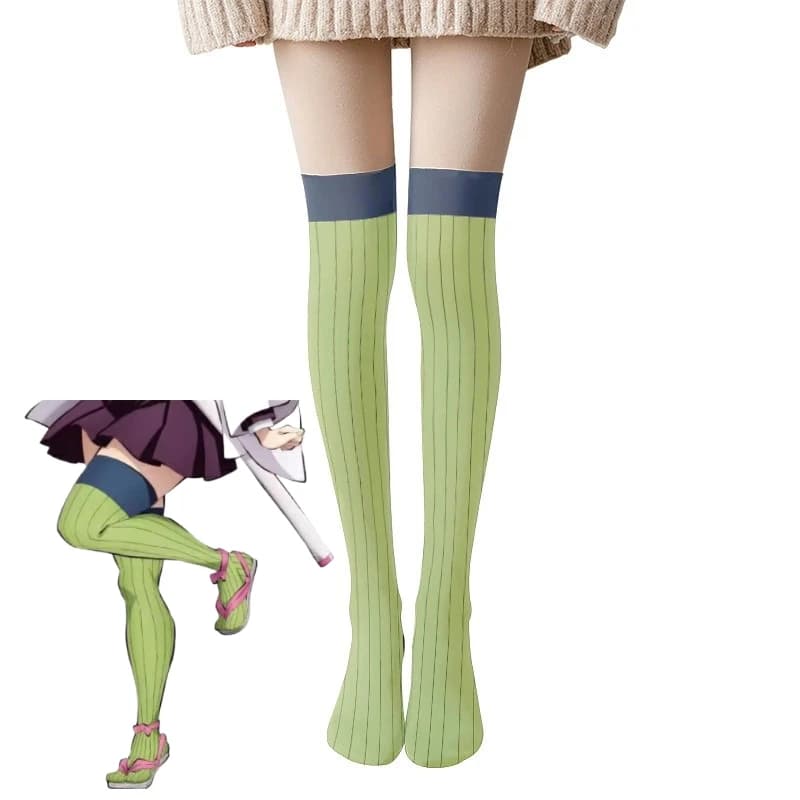 Anime mitsuri kanroji cosplay prop estilo jk meias finas feminino listrado cor bloco cosplay coxa altas uso diário dia das bruxas