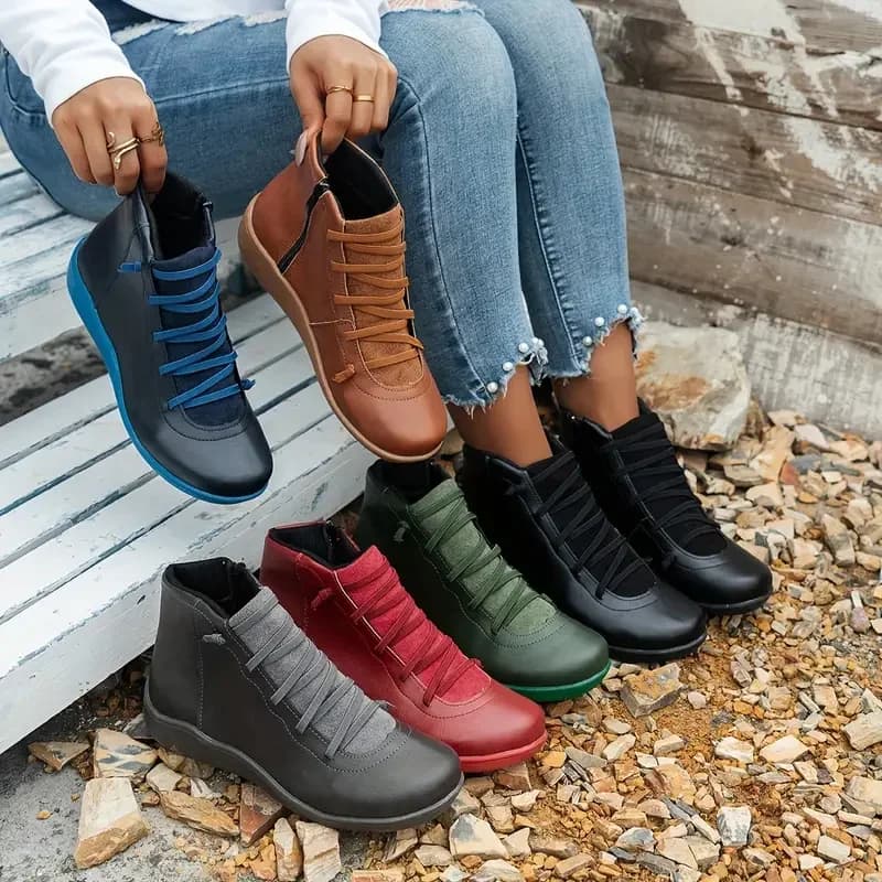 Botas femininas inverno plana curta vintage confortável botas de neve feminino confortável anti-deslizamento sapatos de caminhada para mulher botas de mujer