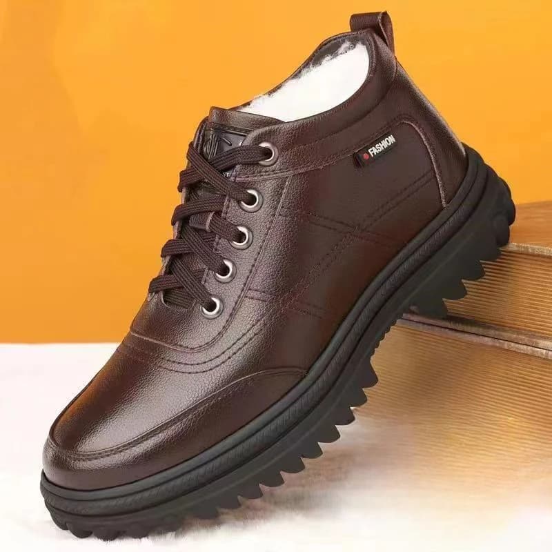 Novo inverno botas masculinas engrossado versátil sapatos de algodão casual acolchoado botas de neve masculino sapatos de couro ao ar livre sapato antiderrapante botas