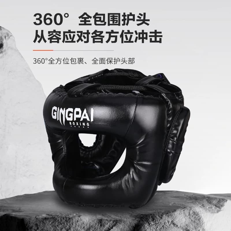 Proteção de cabeça fechada, ponte nasal, capacete de combate de boxe, protetor de treinamento ao redor completo, máscara de combate grátis, equipamento de cabeça