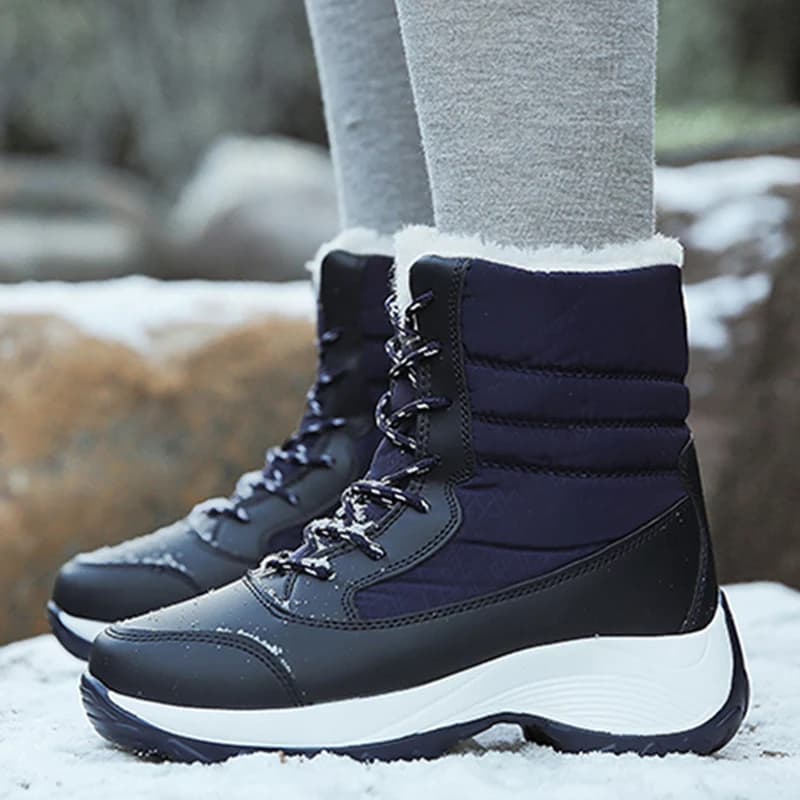 Botas femininas de neve sapatos de moda feminina rendas até sapatos femininos 2025 tendência botas de tornozelo quentes plus size botas mujer inverno senhoras botas