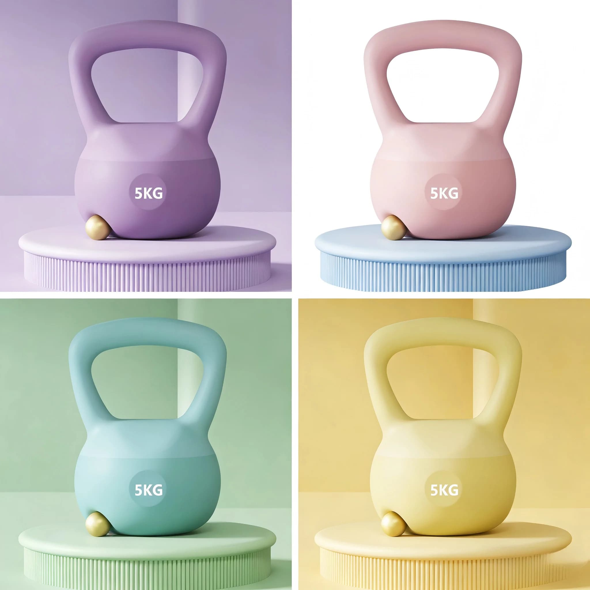 Kettlebell de PVC 5KG com Pegada Antiderrapante e Amigável ao Chão para Treino de Força em Casa e Exercícios de Corpo Inteiro