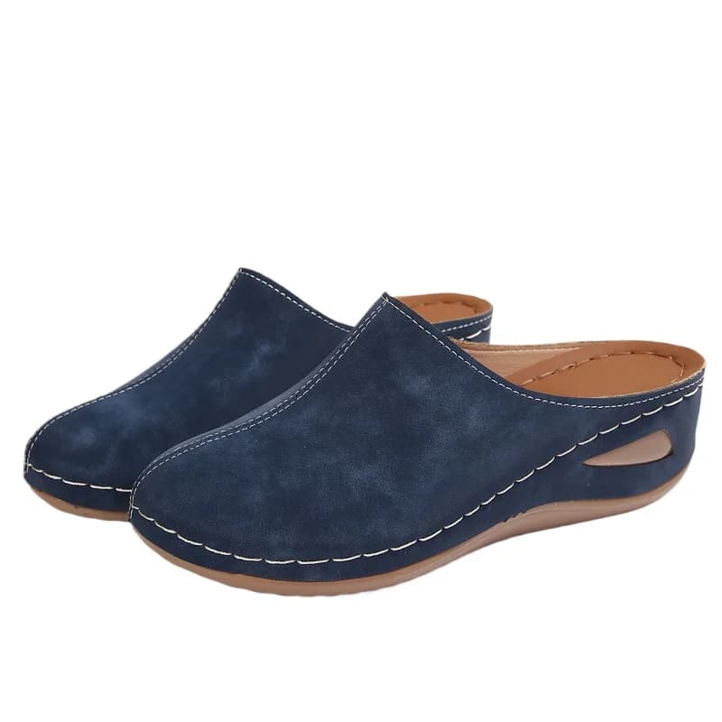 Mules Casuais Femininos com Salto Anabela, Confortáveis, Abertos Atrás, Slip-On, com Suporte de Arco, Sandálias Confortáveis