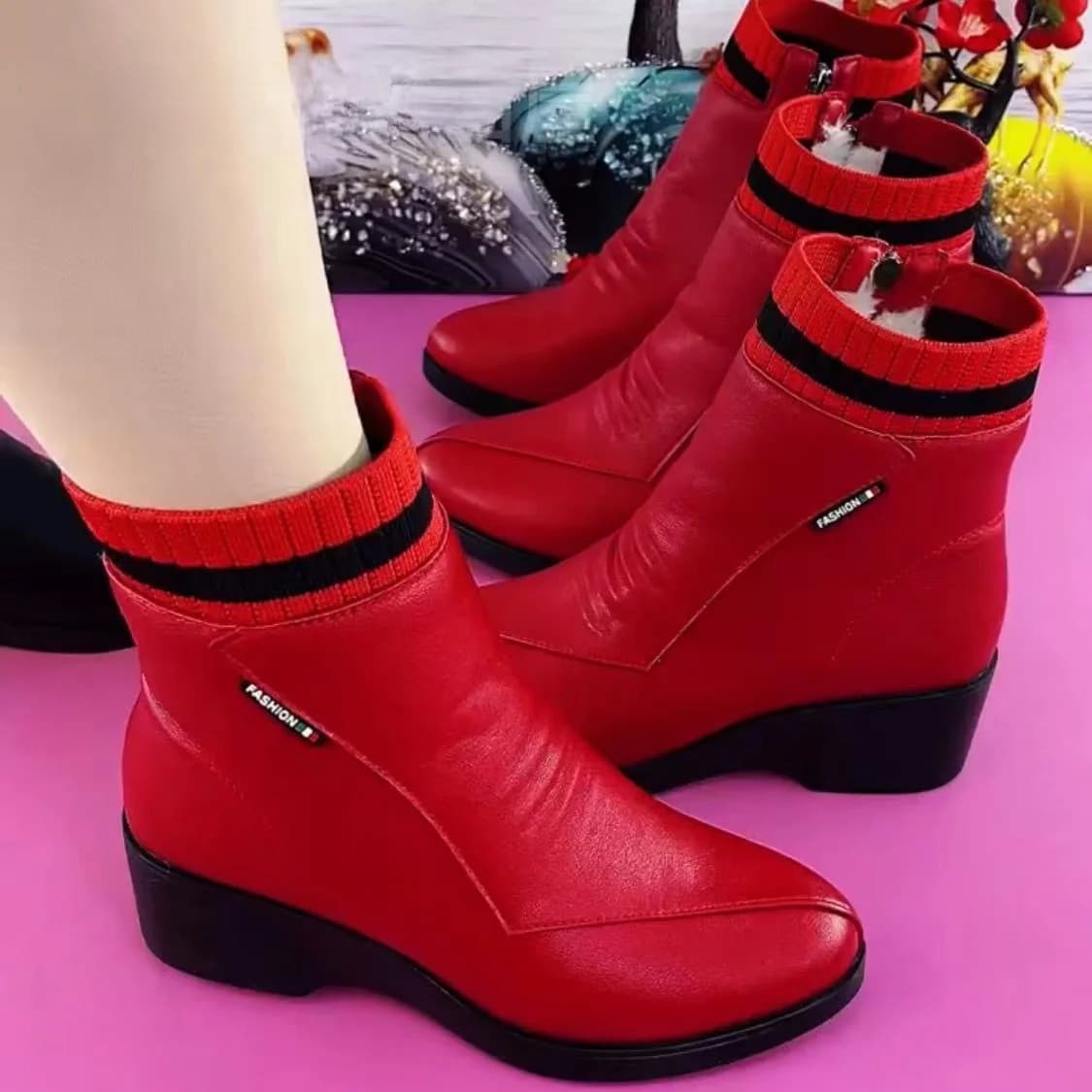 Botas Femininas de Inverno da Moda, Antiderrapantes de Borracha, Resistentes ao Desgaste, Sola Macia, Confortáveis, Sapatos d...